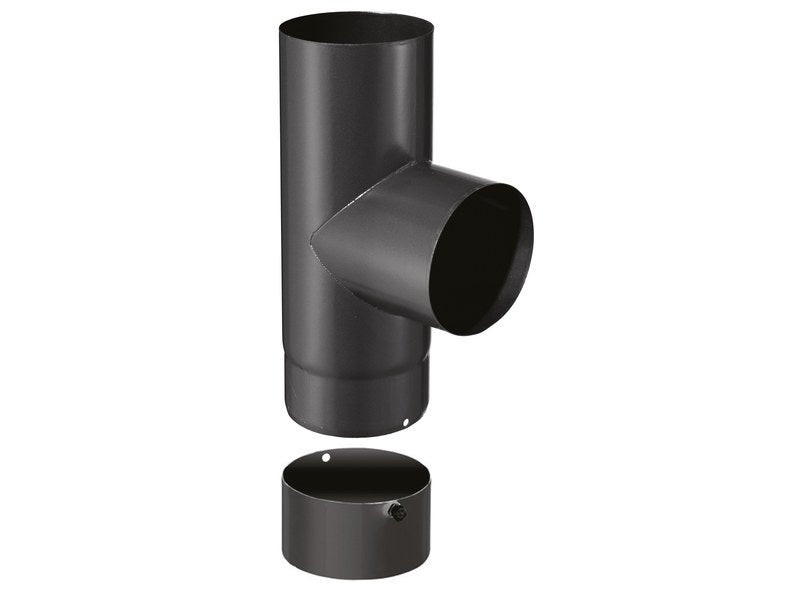 Coude T de 90° d'angle - avec tampon - émail 0.7MM - noir mat - Ø180MM