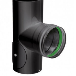 Coude T de 90° d'angle - avec trappe de visite - émail 0.7MM - noir - Ø80 - Isotip