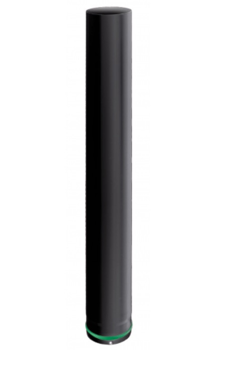 Elément droit à simple paroi - modèle Apollo - Hauteur 250mm - Email 0.7mm - Noir - Ø80
