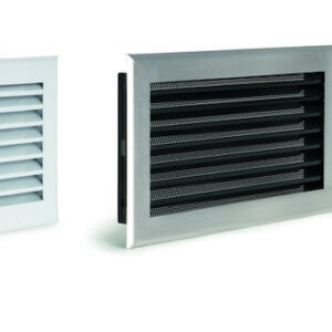 Grille de hotte à lamelles blanche avec boîtier double Ø150 mm - 345 x 195 mm
