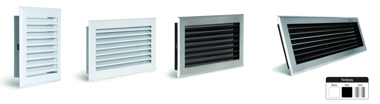 Grille de hotte à lamelles blanche avec pare-chocs Ø515 mm - 535 x 185 mm