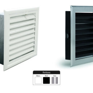 Grille de hotte à lamelles noire avec boîtier obturateur Ø150 mm - 200 x 200 mm