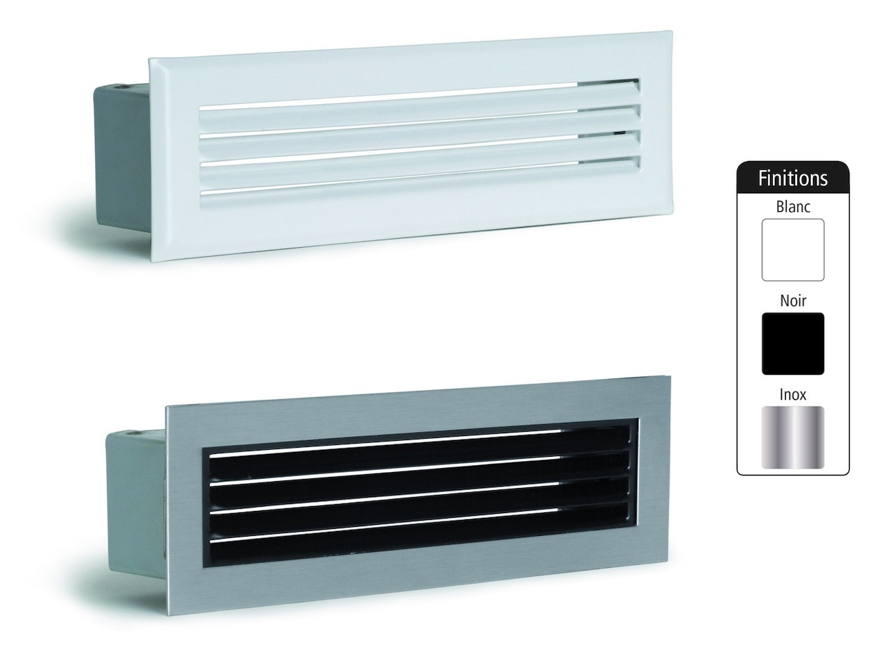 Grille de hotte à lamelles noire avec pare-chocs - 190 x 60 mm