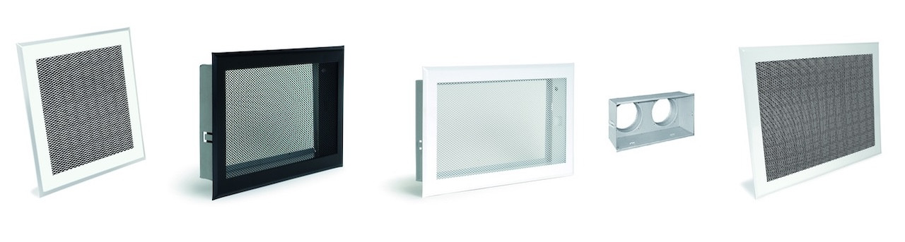 Grille de hotte blanche avec pare-chocs Ø320 mm - 330 x 250 mm