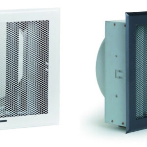 Grille de hotte noire avec boîtier obturateur Ø125 mm - 166 x 166 mm