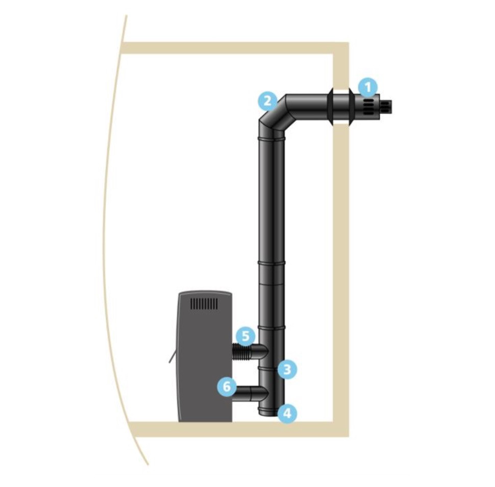 Kit raccordement étanche terminal horizontal - Ø80/125 - modèle Apollo premium - pour pellets - noir
