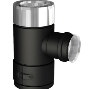 Té 90° - Apollo Pellets 2.0 - noir Ø80/130 mm - piquage fumées Ø80 mm avec tampon