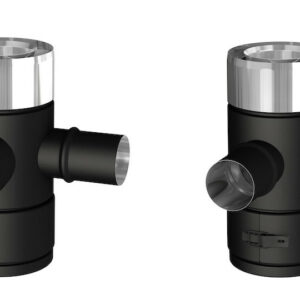 Té 90° fumées air réversible avec tampon - Apollo Pellets 2.0 - noir Ø80/130 mm