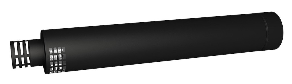 Terminal horizontal - Apollo Pellets 2.0 - noir - Ø80/130 mm avec 2 rosaces