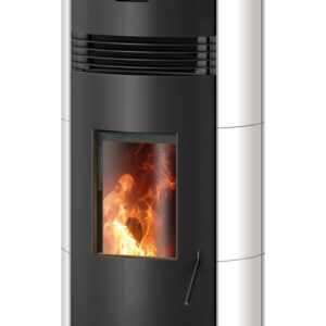 Poêle à granulés Norta Blanc, Corps Acier Noir - 2,4-8,0 kW