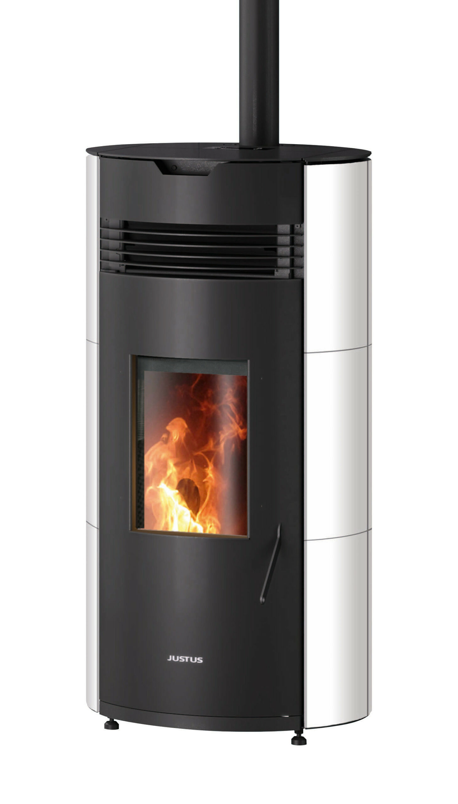 Poêle à granulés Norta Blanc, Corps Acier Noir - 2,4-8,0 kW