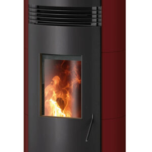 Poêle à granulés Norta Rouge, Corps Acier Noir - 2,4-8,0 kW