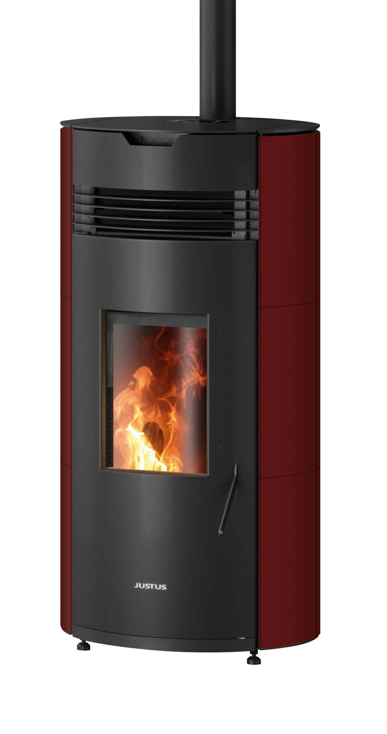 Poêle à granulés Norta Rouge, Corps Acier Noir - 2,4-8,0 kW