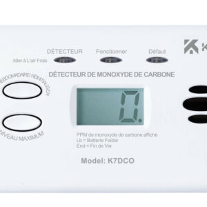 Détecteur monoxide de carbone avec ecran digital 7dco 1 an