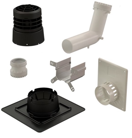 Kit 2 en 1 CHEMILUX B22p-B23p simple paroi D80 noir entrée plafond et mural UBBINK 184448