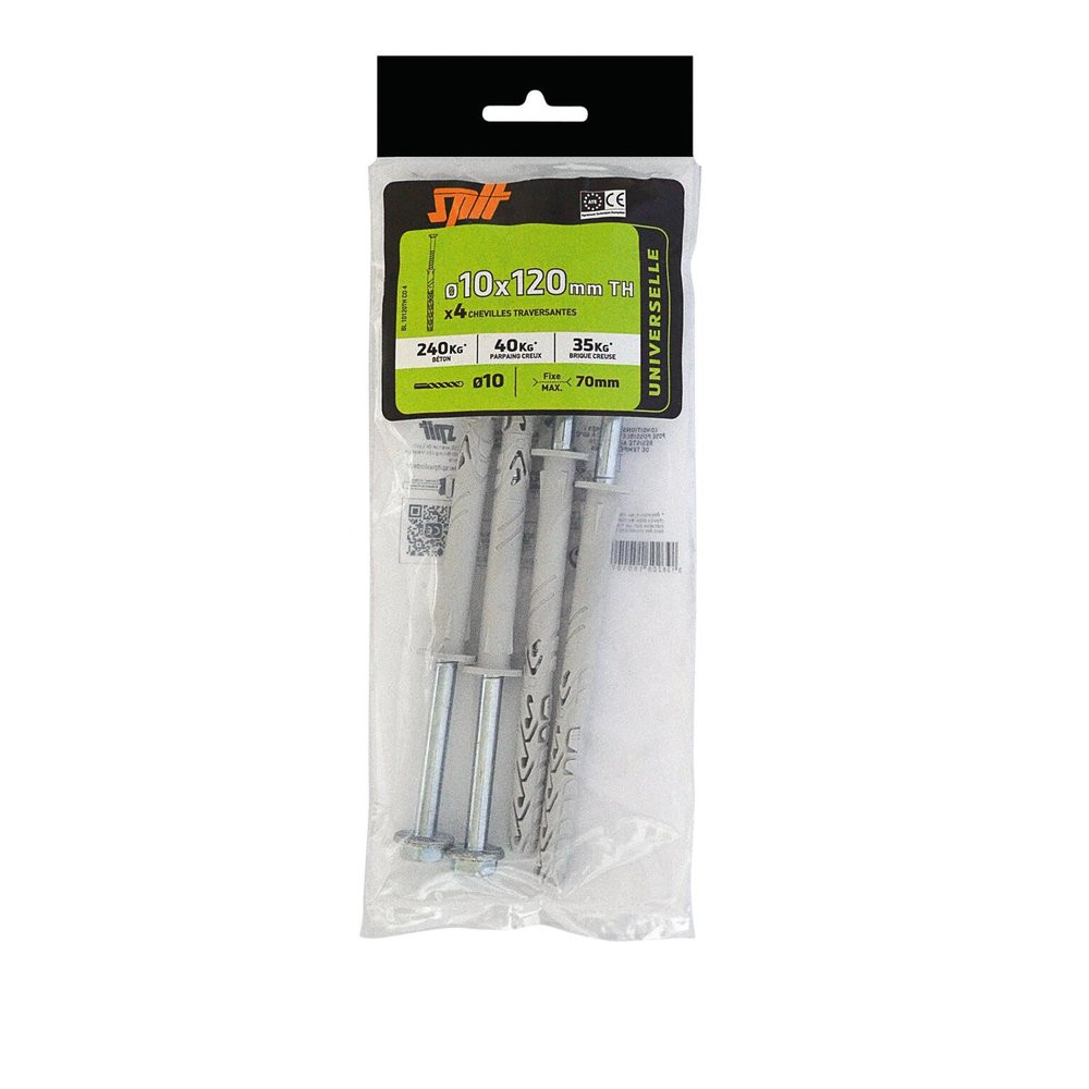Kit chevilles et vis acier SPIT x 4 x L.120 mm