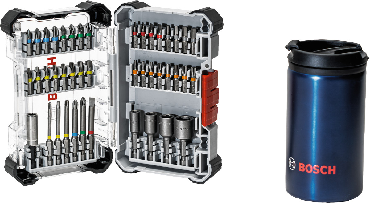 Kit coffret vissage 43 pièces + Mug isotherme BOSCH 061599767L
