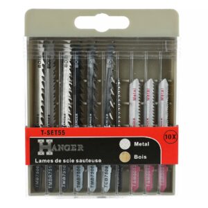 Kit de 10 lames T-SET55 pour scie sauteuse bois et métal HANGER 150290