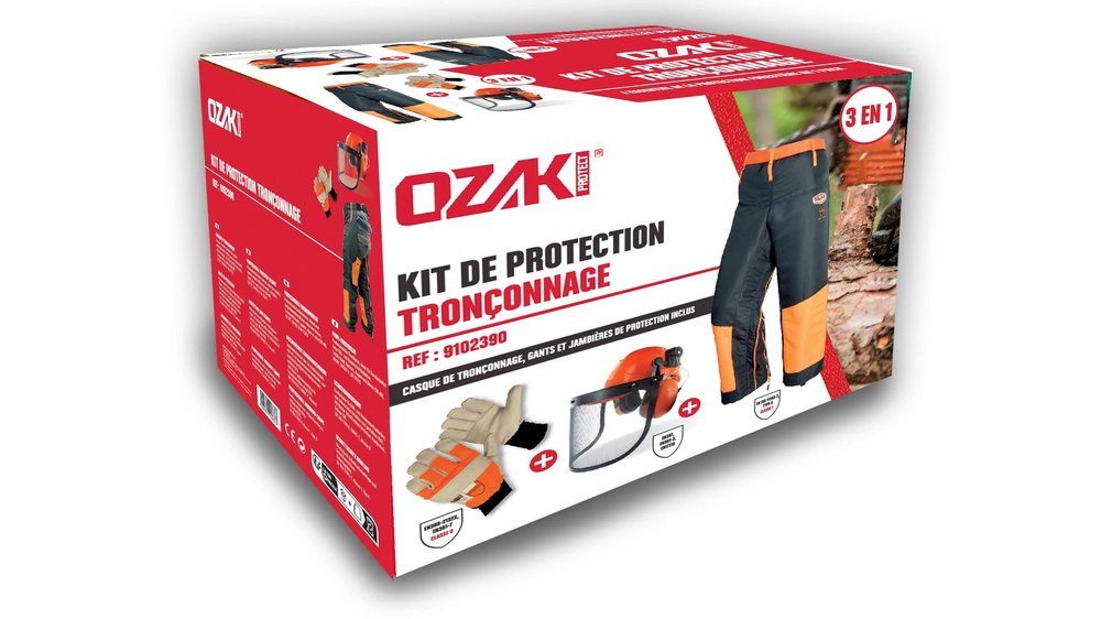 Kit de protection tronçonnage casque + gants + visière
