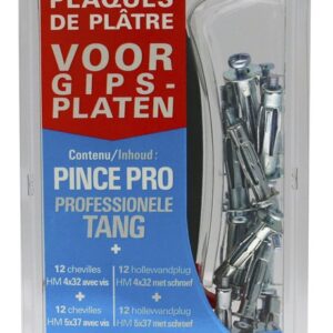 Kit pince + 24 chevilles metalliques pour corps creux HM FISCHER 509515