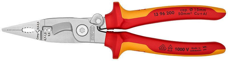 Pince isolées 1000V multifonctions pour électriciens - L 200mm