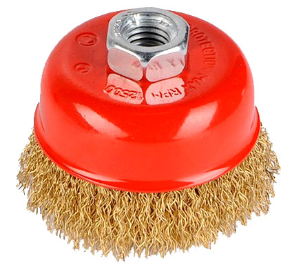Brosse métallique rotative laiton soucoupe Ø 75 mm pour meuleuse