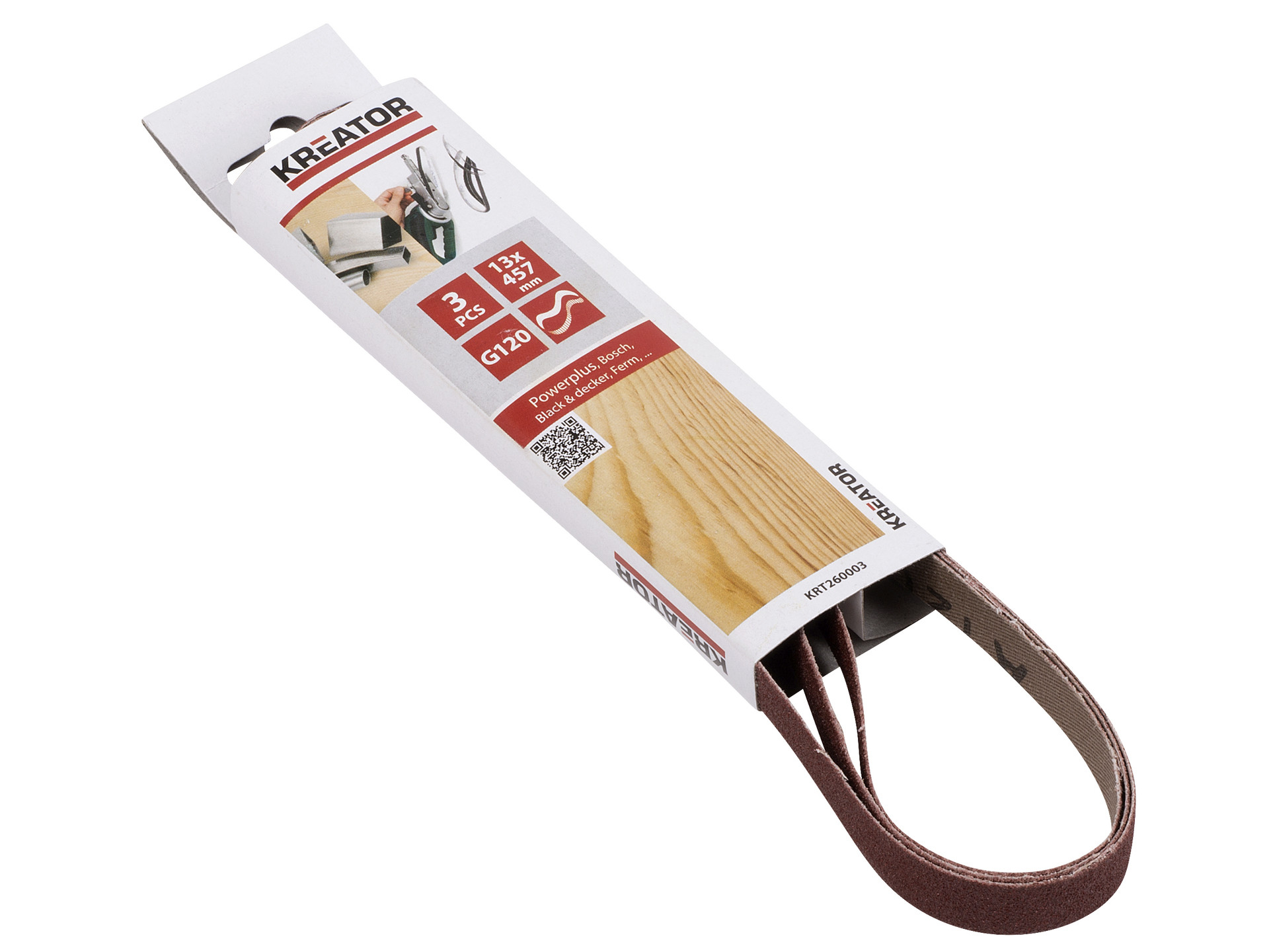 Lot de 3 bandes de ponçage - grain 120 - 13 x 457 mm