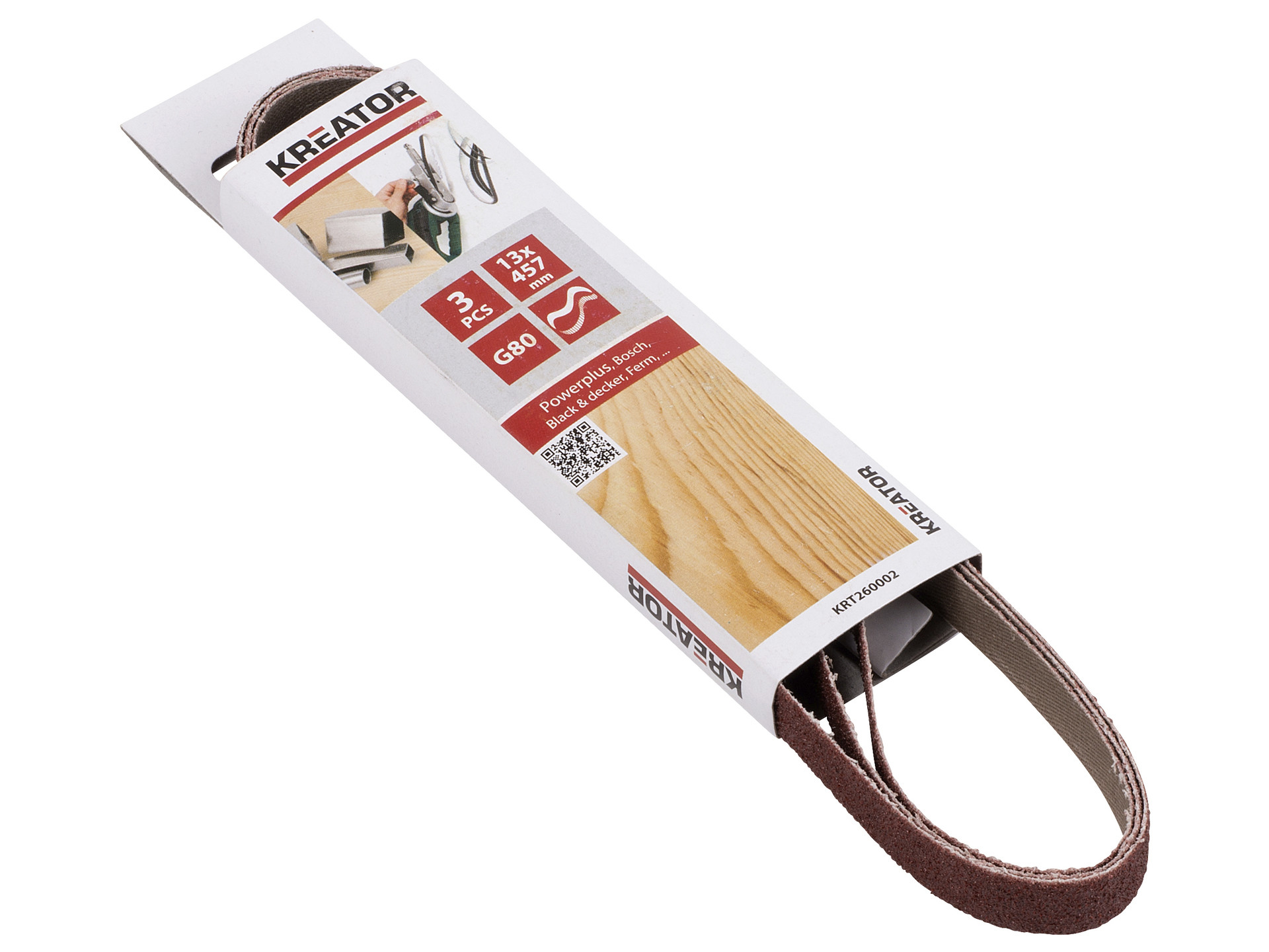 Lot de 3 bandes de ponçage - grain 80 - 13 x 457 mm