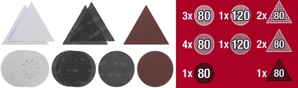 Jeu de 15 abrasifs pour ponceuse girafe 225 mm (Grain 80 et 120)