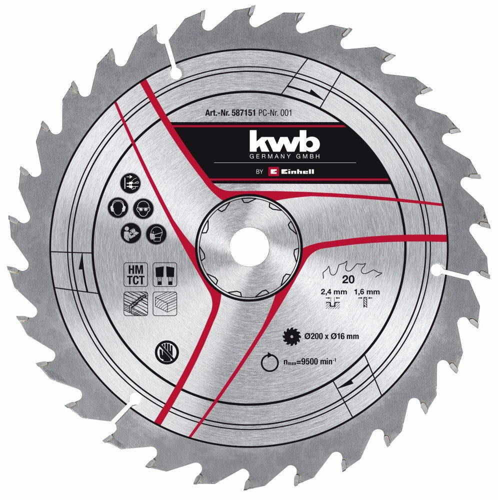 Lame de scie 200 x 16 x 2,8 mm, 20 dents