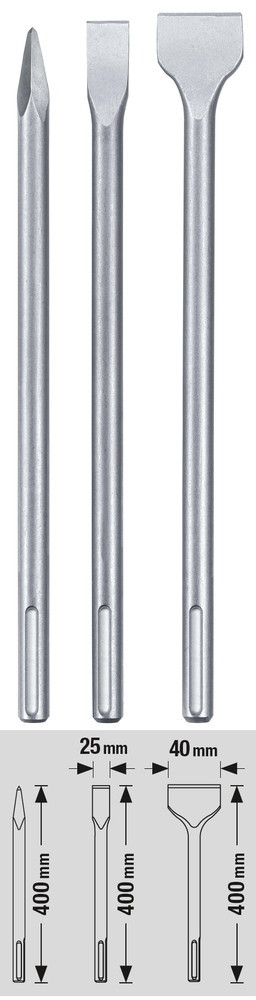 Lot de 3 burins pour marteau piqueur
