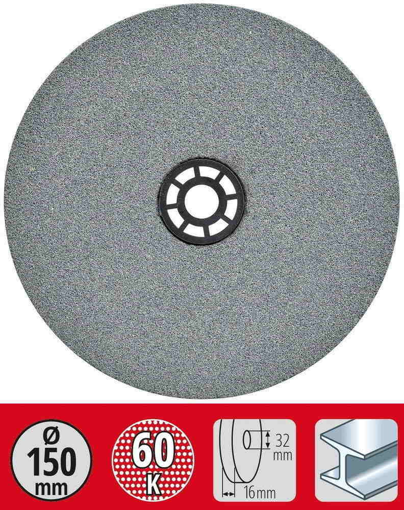 Meule grain fin diamètre 150x12,7x16mm G60