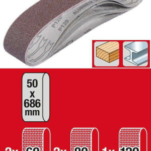 Set de 5 bandes à poncer 50 x 686 mm