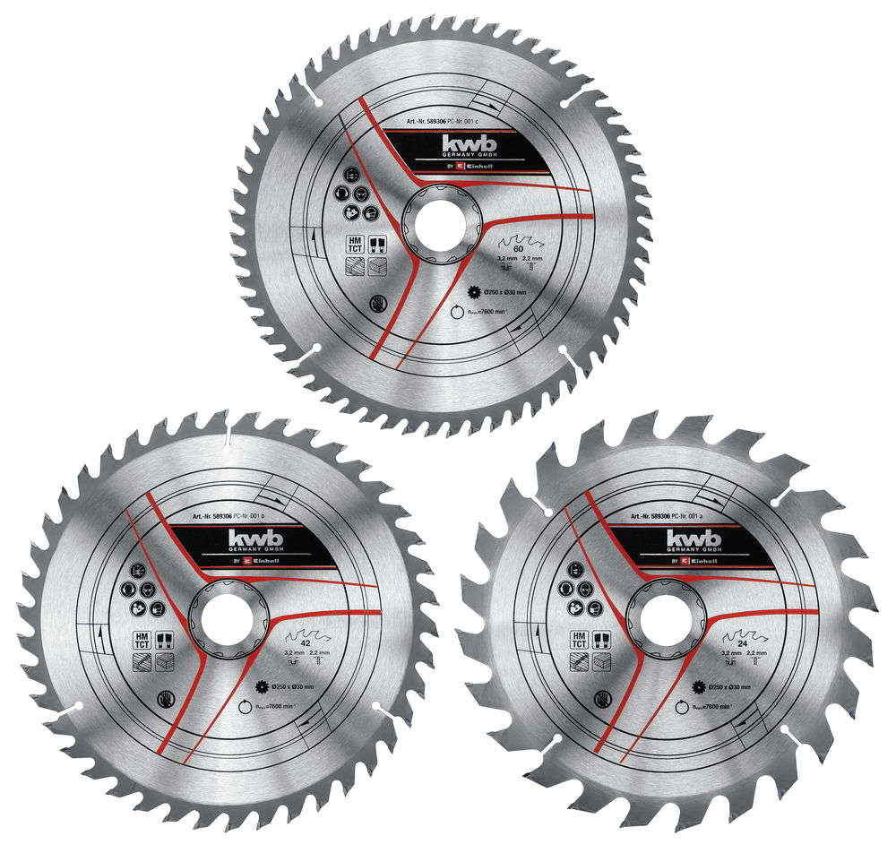 Set de lames pour scie sur table, diamètre 250x30x3,0mm
