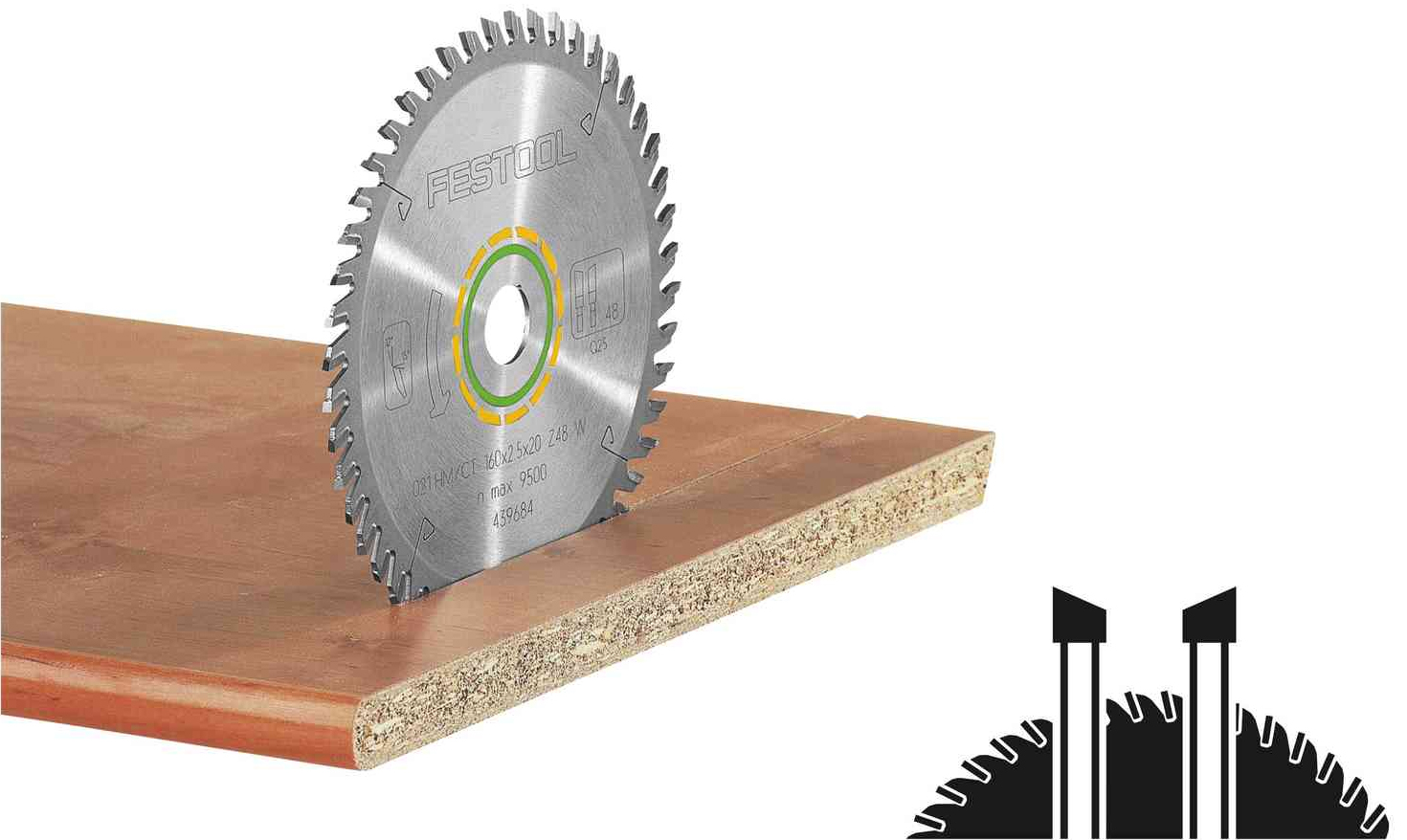 Lame de scie circualire Wood Fine Cut 160 x 20 x 2,2 mm pour le bois W48 48 dents FESTOOL 491952