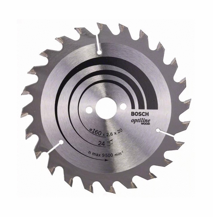 Lame de scie circulaire 160 x 20 x 1,8 mm Optiline Wood pour le bois 24 dents BOSCH 2608641171