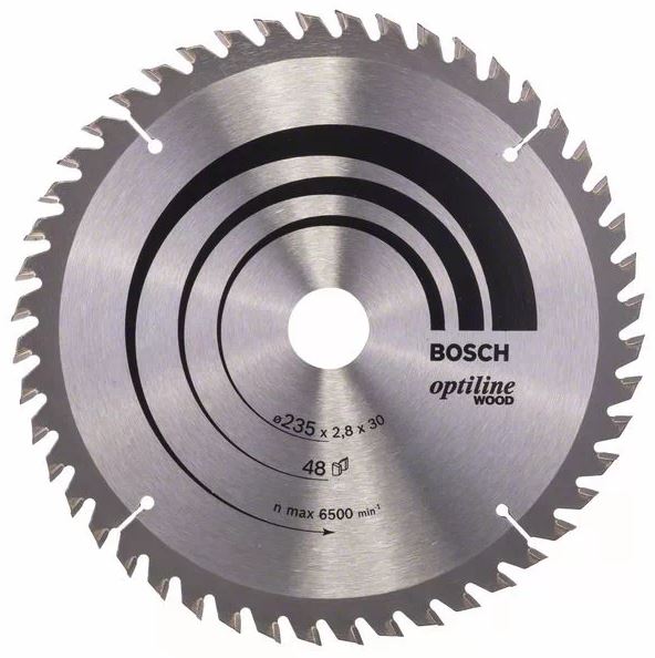 Lame de scie circulaire 235 x 30 x 2,8 mm Optiline Wood pour le bois 48 dents BOSCH 2608640727