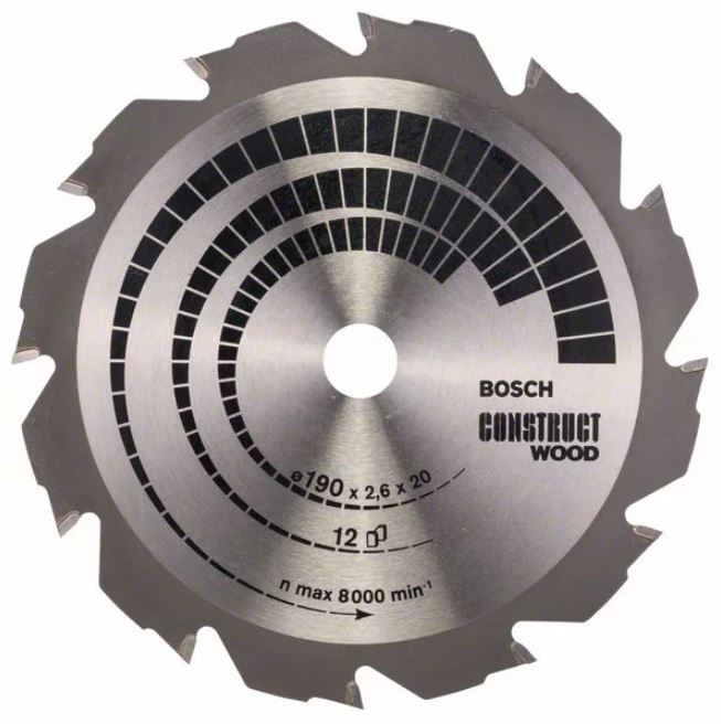 Lame de scie circulaire Construct Wood D160 mm pour le bois 12 dents BOSCH 2608640630