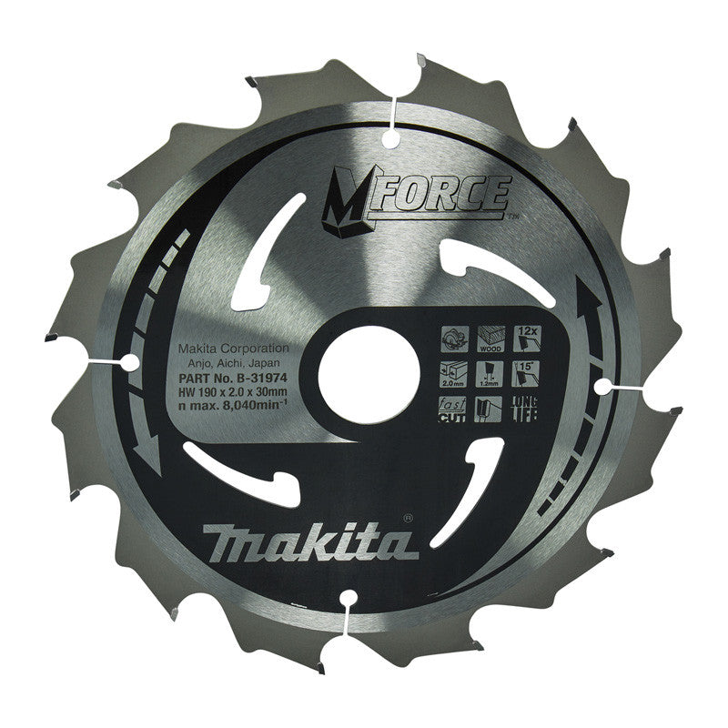 Lame de scie circulaire, MAKITA B-31974 M-Force T.C.T, 190 x 30 mm, 12 dents