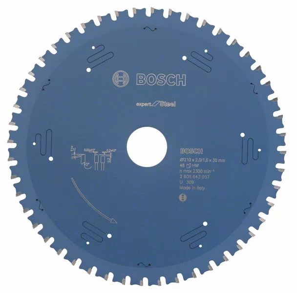 Lame de scie circulaire pour l'acier 210 x 30 x 1,6 mm 48 dents BOSCH EXPERT 2608643057