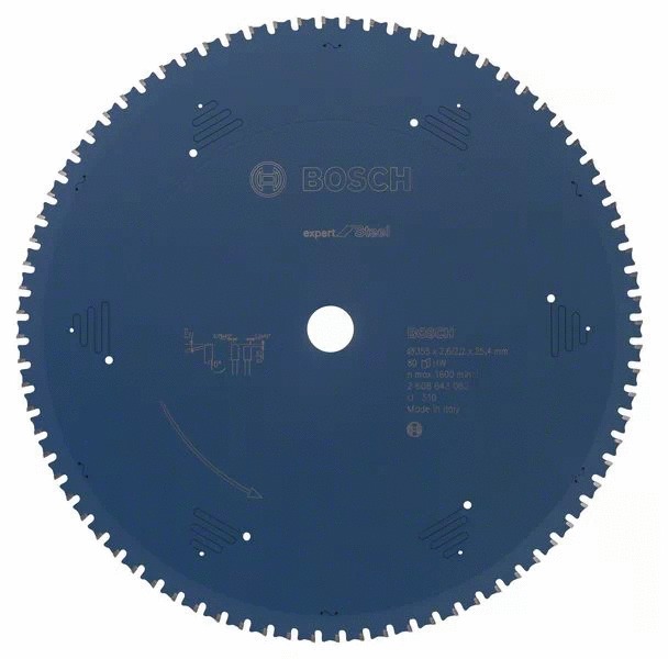 Lame de scie circulaire pour l'acier 355 x 25,4 x 2,2 mm 80 dents BOSCH EXPERT 2608643062