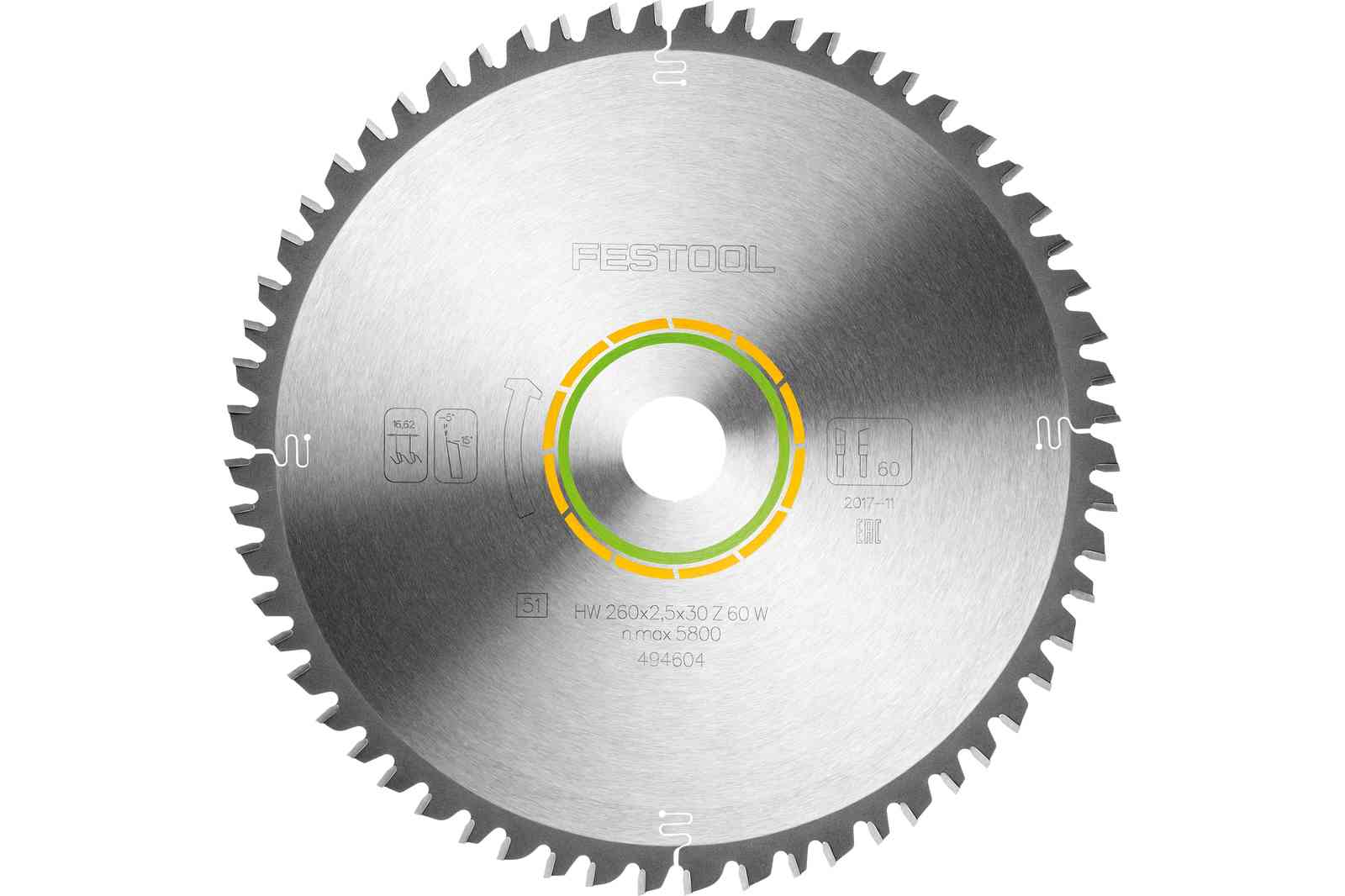 Lames de scie circulaire Wood Universal HW 260 x 30 x 2,5 mm - 60 dents FESTOOL 494604