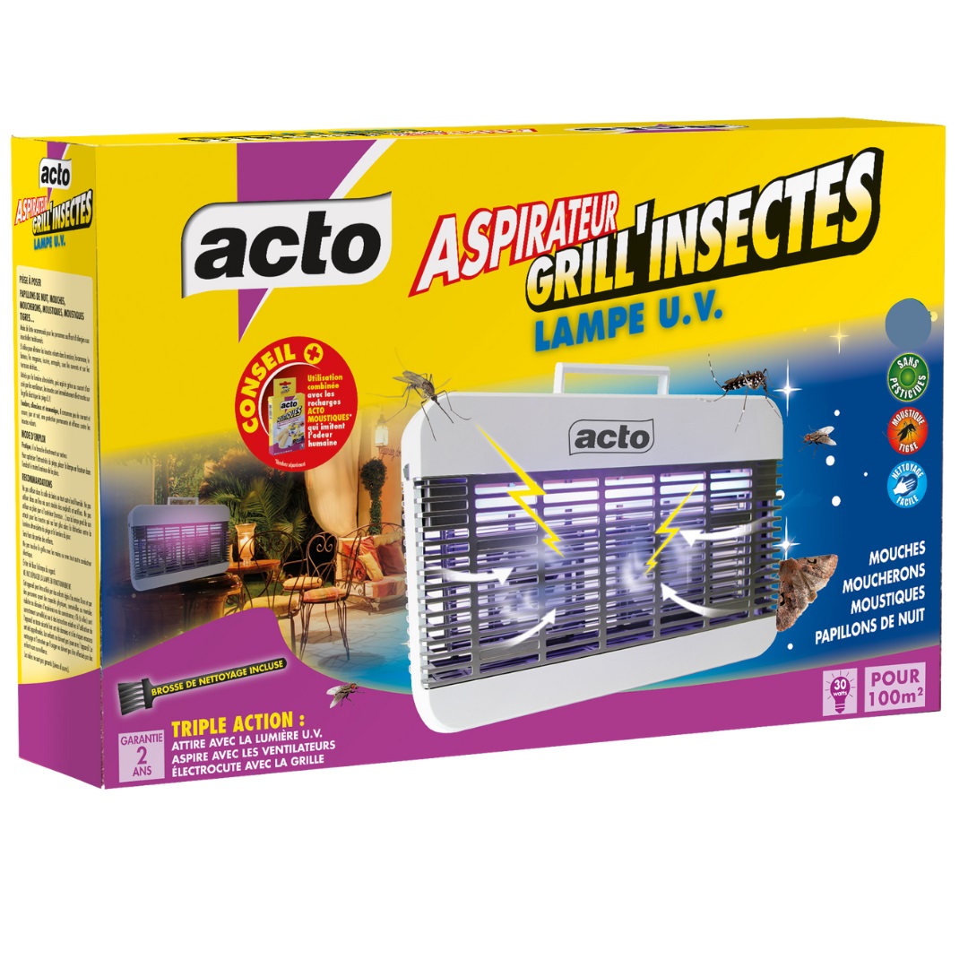 Lampe U.V. Grill'insectes-aspirateur grand format 100 m2 ACTO INSECTICIDES LAMP8