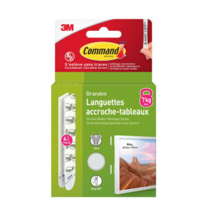 Languette fixation tableaux grand modele blanc lot de 8