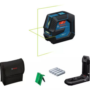 Laser lignes 3,7 V GLL 20-22 G Professional (sans batterie ni chargeur) + 4 piles 1,5 V LR6 AA + poche + platine BOSCH 0601065600
