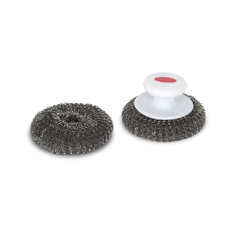 2 boules inox avec poignée pour nettoyer la plaque de plancha - Ø 9,5 cm