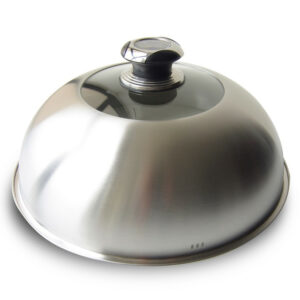 Cloche de cuisson vitrée en inox - à poignée avec thermomètre intégré - Ø 31,5 cm