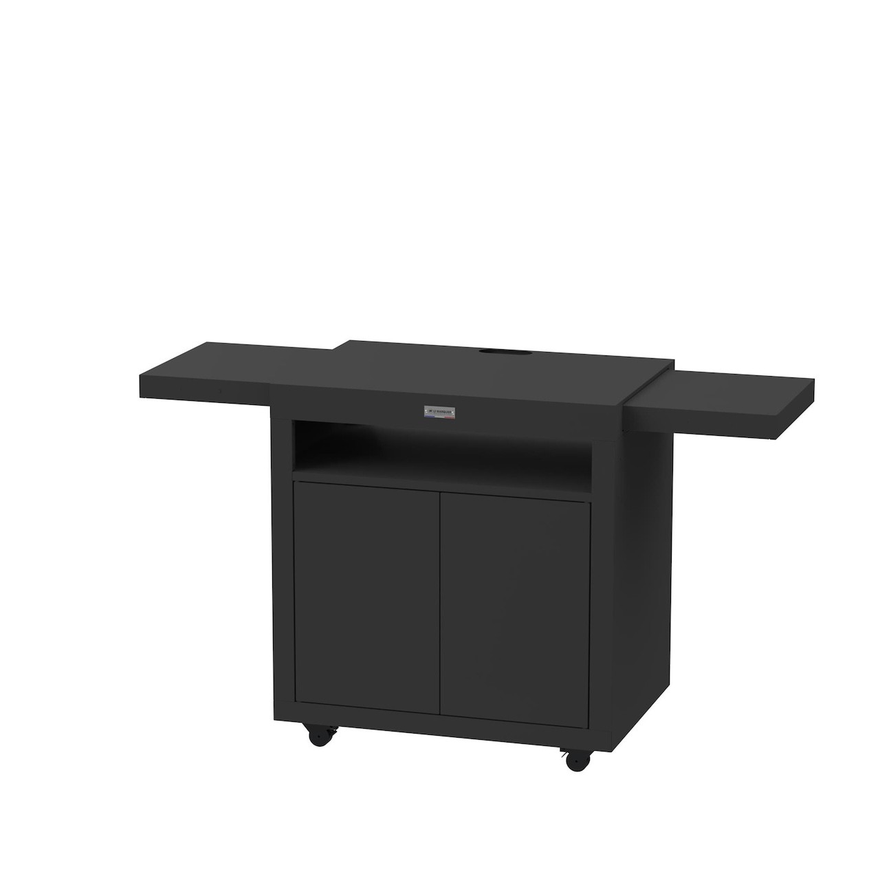 Desserte meuble 80 noire - Plateau 80 x 55 cm - Tablettes coulissantes - Origine France Garantie