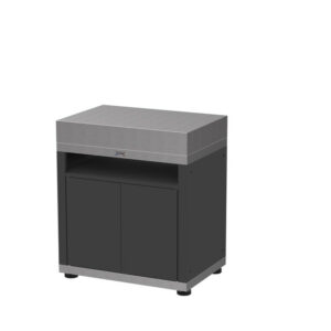 Meuble avec tablette en inox et acier noir - 80 x 55 x 92 cm
