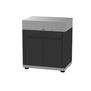 Meuble avec tiroir Duo - 80 x 55 cm - Portes et tiroir push pull - Inox satiné et acier noir